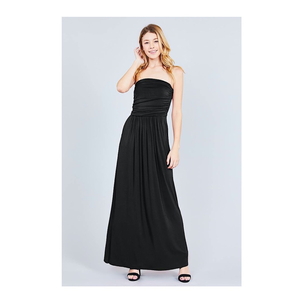 Black Tube Top Maxi Dress w/pockets